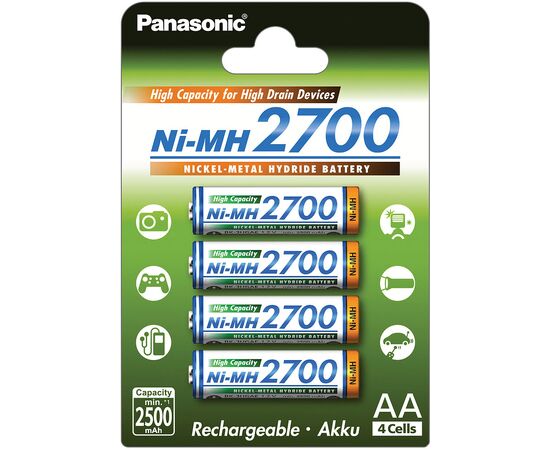 Акумулятори Panasonic AA 2700mAh NiMh 4шт (BK-3HGAE/4BE)
